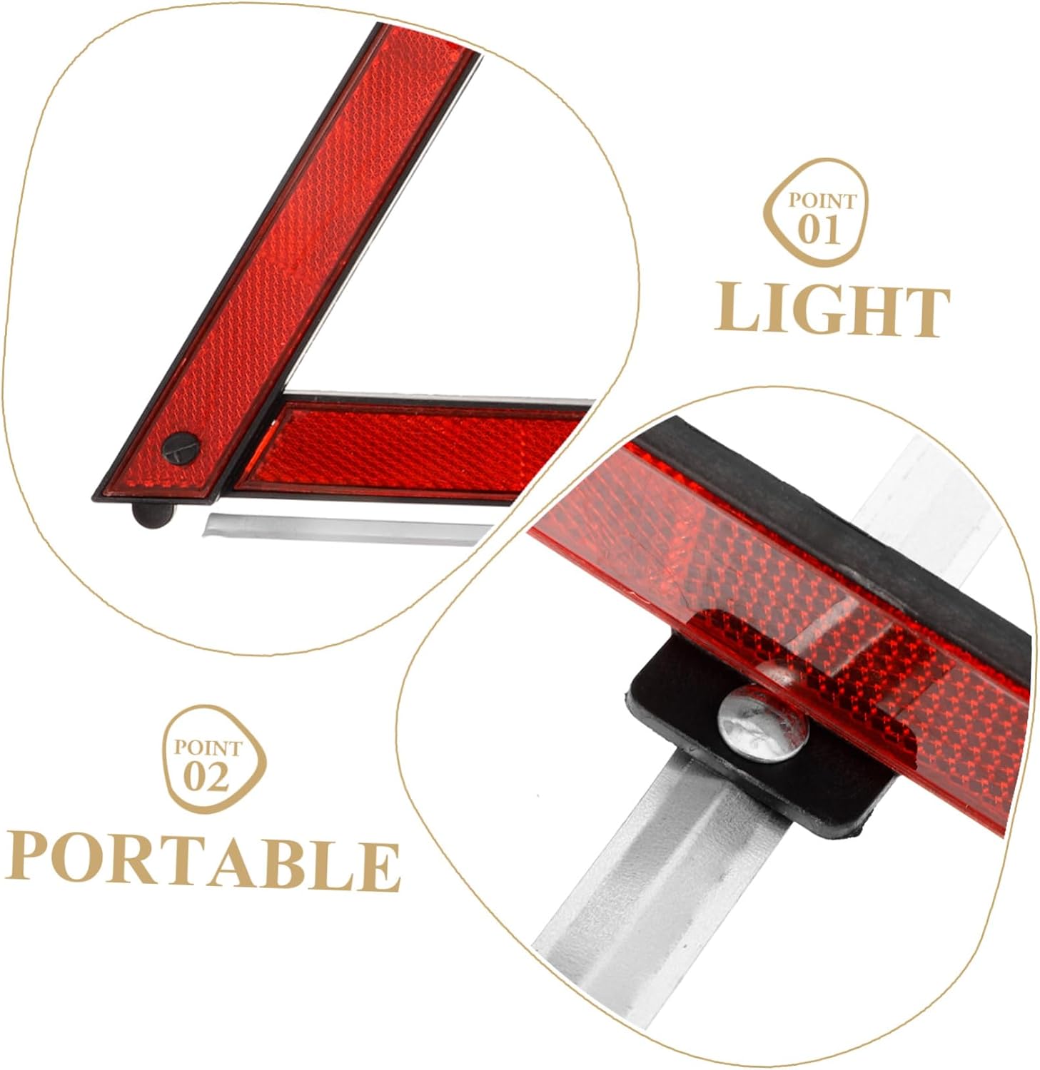 ERINGOGO 3pcs Reflective Safety Triangle Portable Emergency Warning Sign for Vehicles Roadside Reflector for Enhanced Visibility Low Light for Roadside Emergencies