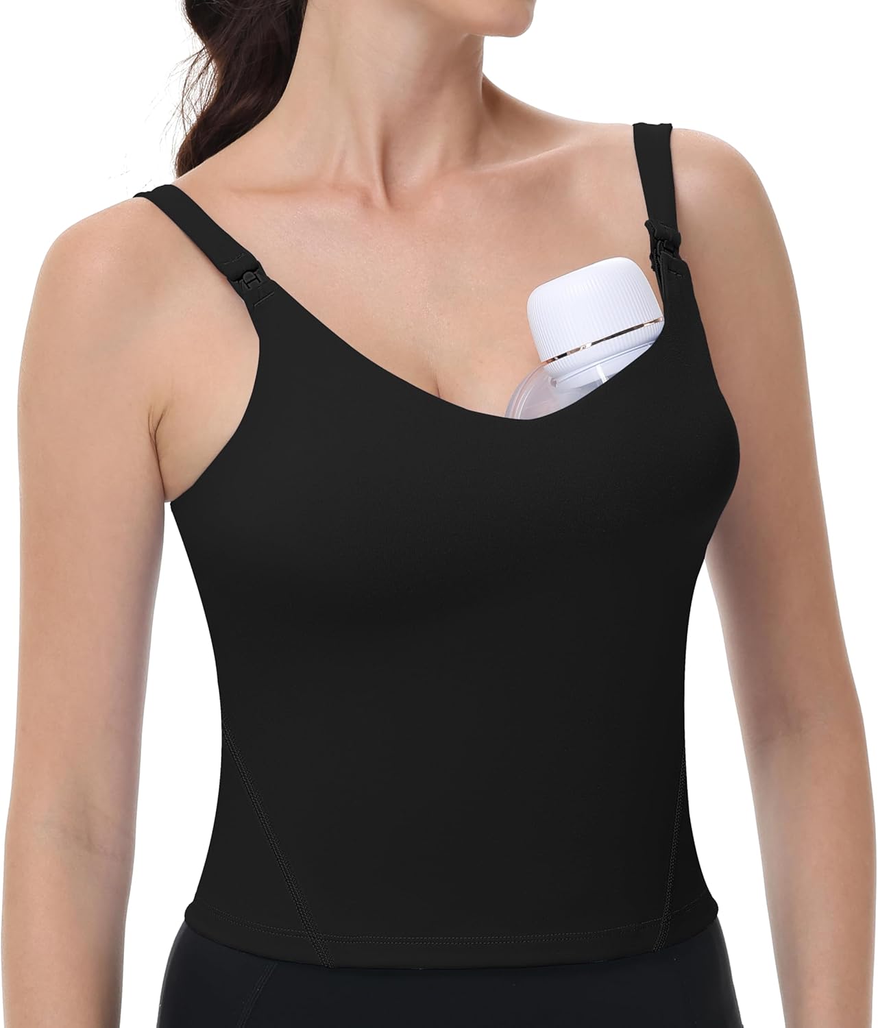 V VOCNI Nursing Tank Tops for Breastfeeding Workout Crop Top Longline Nursing Sport Bra Maternity Bras for Pregnancy - Image 2