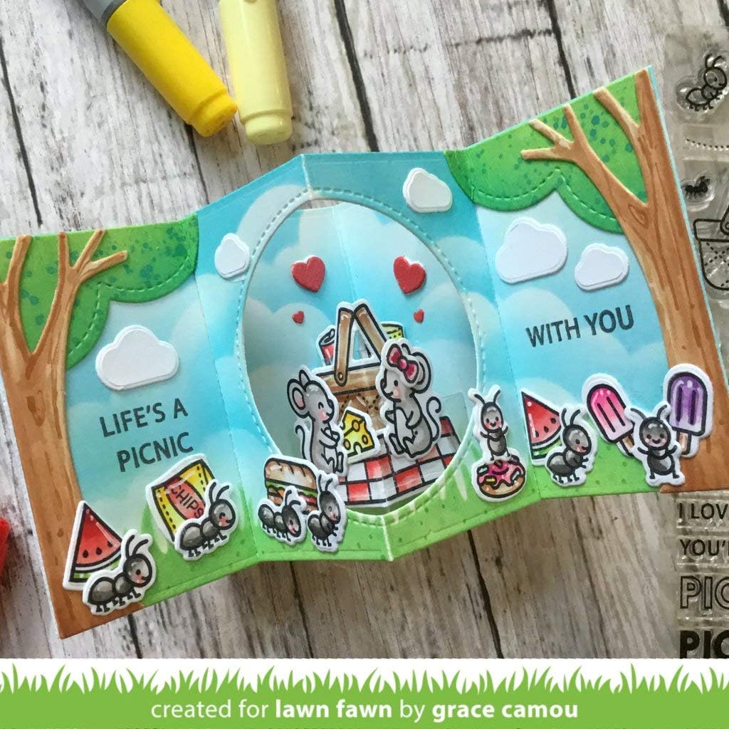 Lawn Fawn Crazy Antics 4"X6" Clear Stamp Set and Coordinating Dies, 2 Item Bundle, LF2336, LF2337