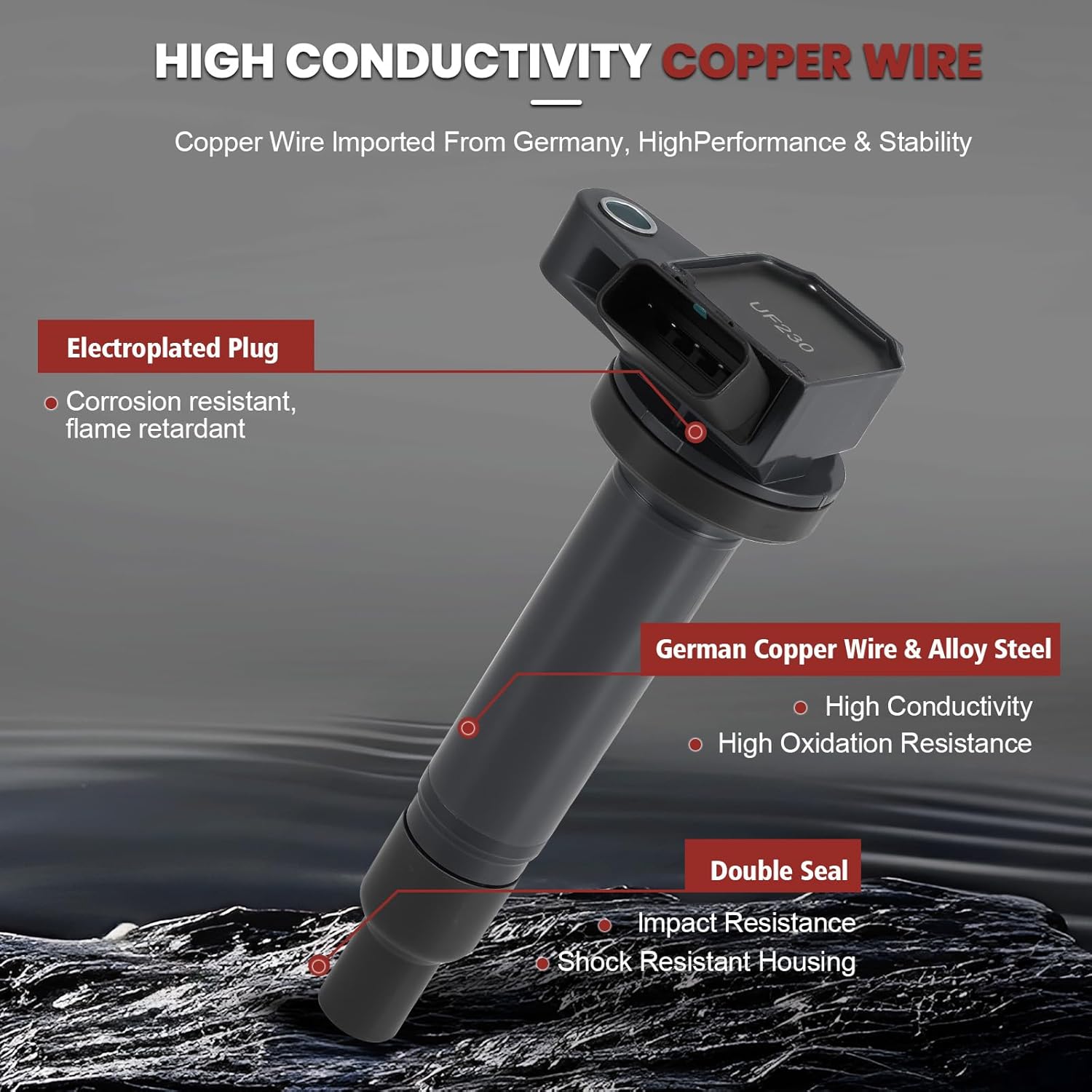 UF230 Ignition Coil Pack and Iridium Spark Plugs Set of 8 Compatible with 2000 2001 2002 2003 2004 2005 2006 2007 2008 2009 Tundra Sequoia Land Cruiser 4Runner, Lexus SC430 4.3 4.7 V8