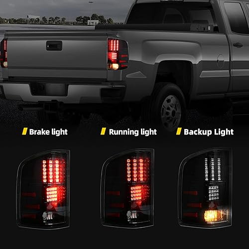 Miniatura 4 de DWVO Conjunto de luz trasera LED compatible con Chevy 2008-2013 Silverado 1500, 2008-2014 Silverado 2500 y 3500, 2007 New Body Style, 12-14 GMC