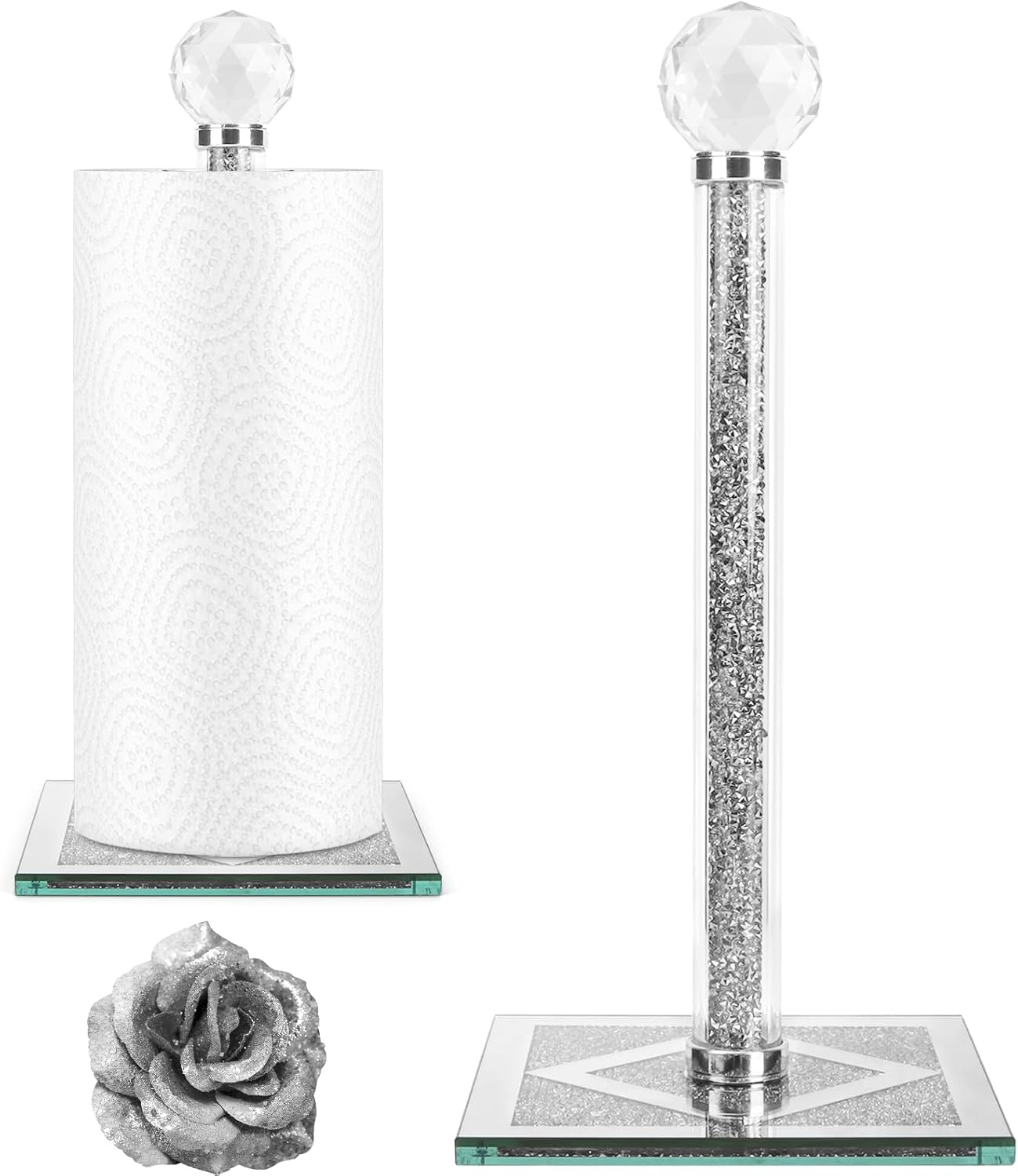Handmade Gold Crushed Crystal Toilet Brush Holder, Large Bling Toilet Brush Holder For Home Toilet Bowl Cleaner Brush Bathroom Scrub Brush, Filled With Sparkly Crystal Crushed Diamond, 10.2" Height - View #11