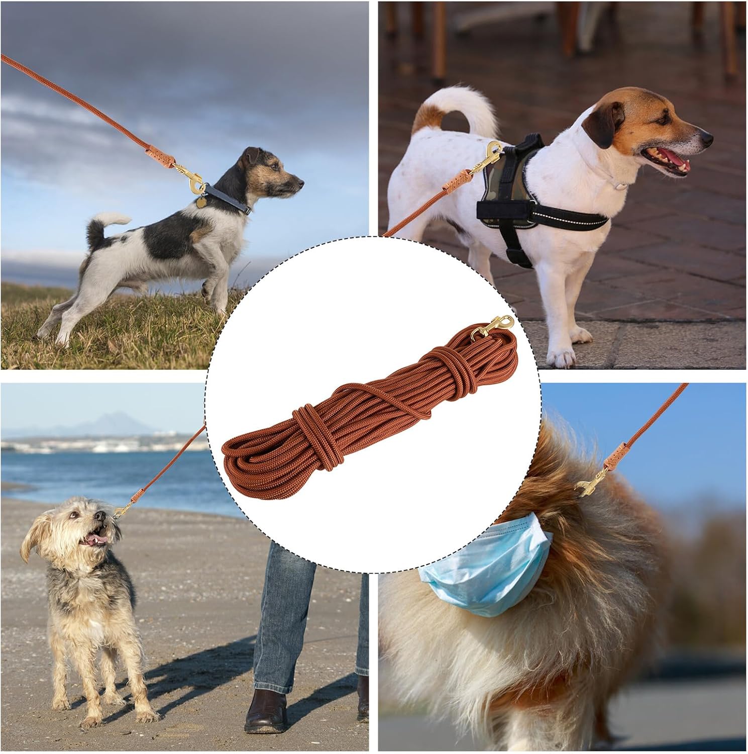 20m Dog Training Leash Pet Extender Lead Heavy Duty Nylon Rope for Small to Large Dogs Outdoor Walking and Tracking