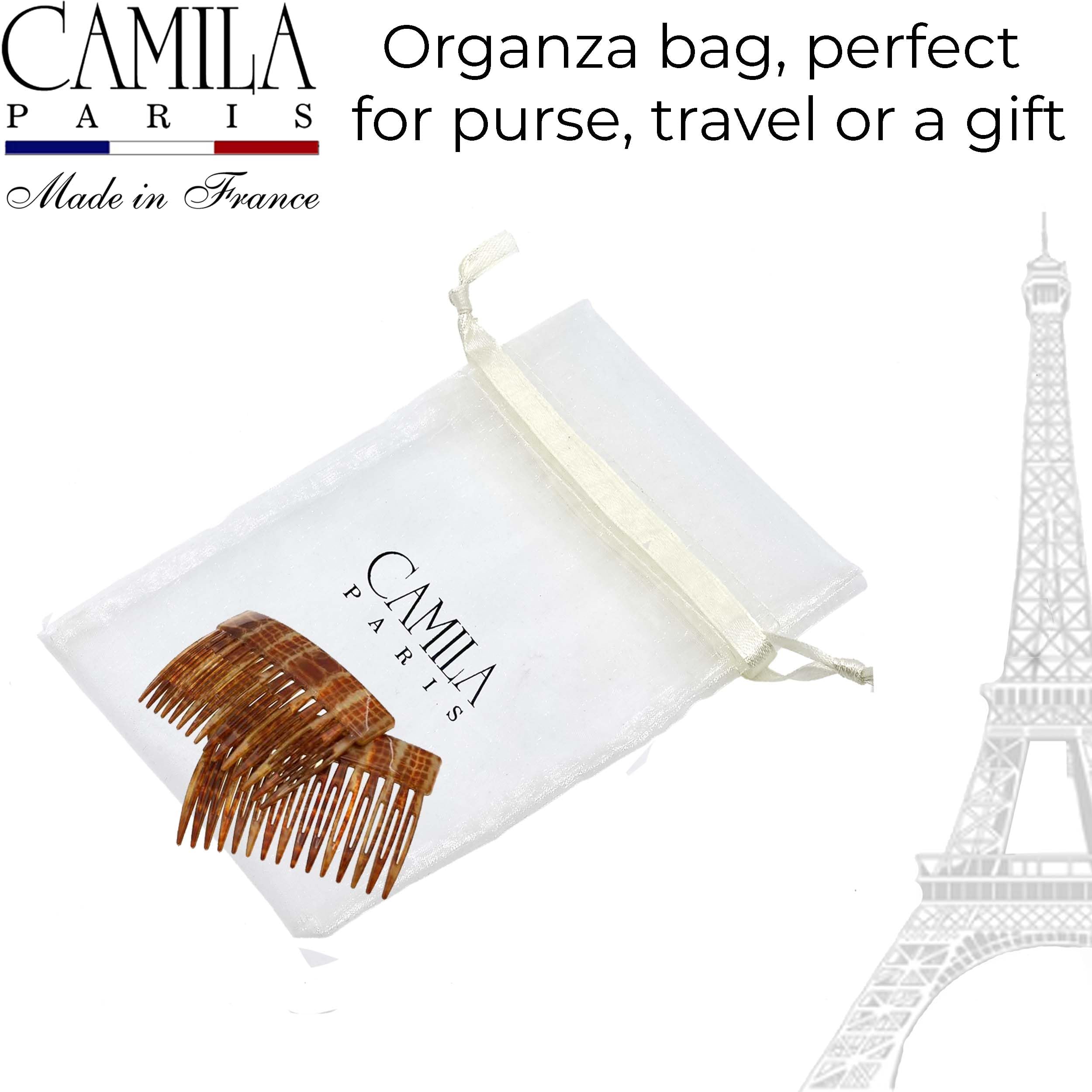 Camila Paris CP2943 Französischer Haarkamm, 7,6 cm, klein, braun, flexibel, langlebig, Zellulose-Haarkämme, starker Halt, Haarspangen für Frauen, rutschfestes Styling, Mädchen-Haarschmuck, hergestellt