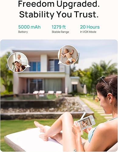 Miniatura 8 de Dr.Care LumiView Monitor inteligente WiFi para bebé con 2 cámaras, control de aplicación de cámara 2K y 1080P FHD de 5 pulgadas, modo de privacidad,