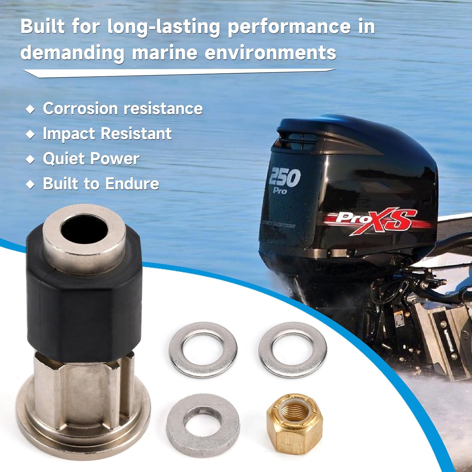 Heavy Duty Propshaft Silent SSR Solid Hub Kit 8M0101603 8M0101601 For Mercury 200 to 400 4 Stroke Outboards with 1.25in Propeller