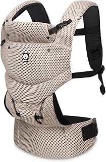 Dooky Carrier Urban Comfort, Babytrage Neugeborene ab Geburt, Ergonomische Babytrage 0-3 Jahre, 3.5-15 kg, M-Position, 3 Tragepositionen, Verstellbar, Atmungsaktiv, Baby Carrier, Beige Desert