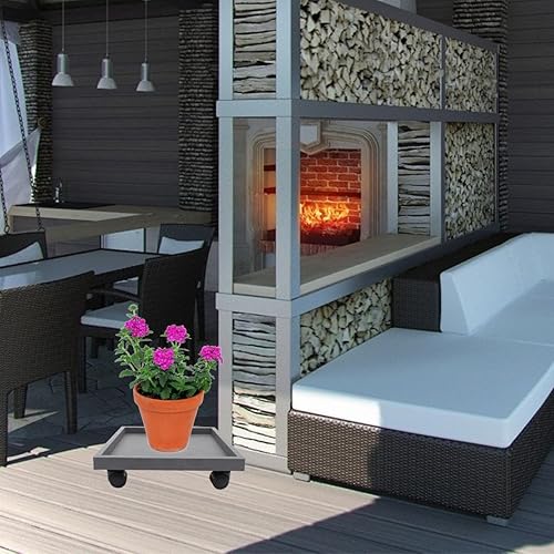 Miniatura 5 de Planta cuadrada, 16 pulgadas, para mover macetas con ruedas con bloqueo, soporte de metal resistente, plataforma para macetas para interiores y