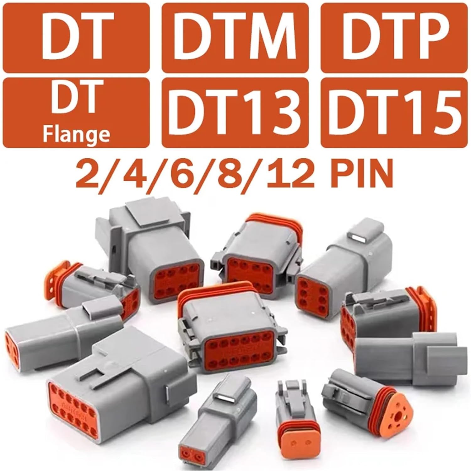 Type Waterproof Connector 12Pin DT/DTM/DTP/DT15/DT13 Automotive Sealed Plug Electrical Connector for Car Motor(DTP,10 Sets_12P)