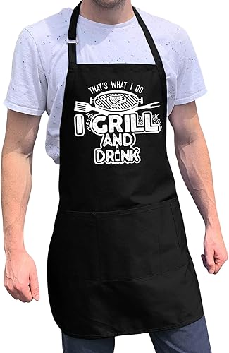 ApronMen, Delantal ajustable Grill and Drink para hombre, talla única