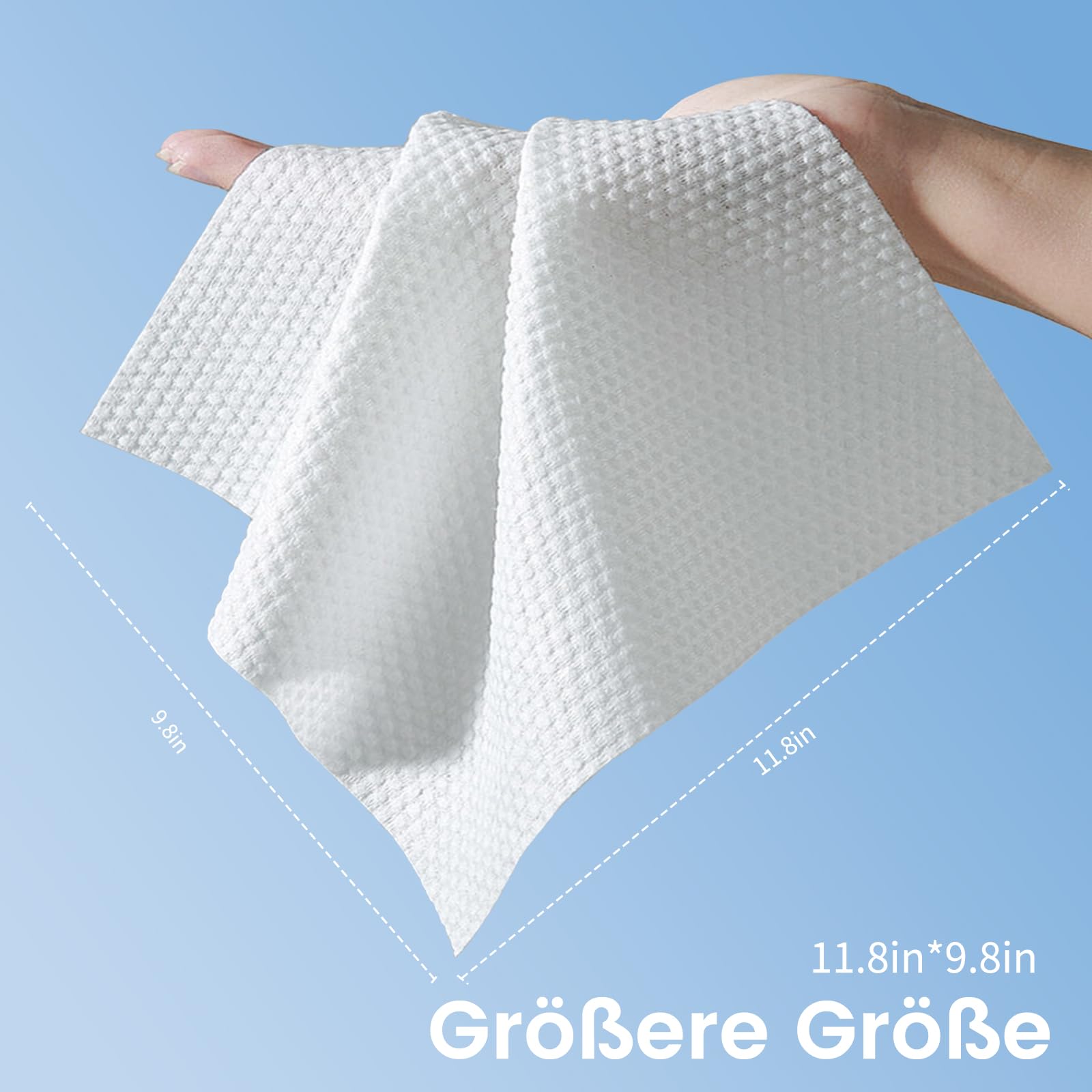 MSQ Lot de 60 serviettes jetables 100% biodégradables pour peaux sensibles | lingettes pour bébé, démaquillant, 25 x 30 cm