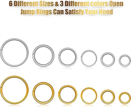 Miniatura 9 de 1014 piezas de herramientas de perforación para uñas de mano, dijes de uñas de 6 tamaños de anillos de salto con anillo de salto, herramienta de