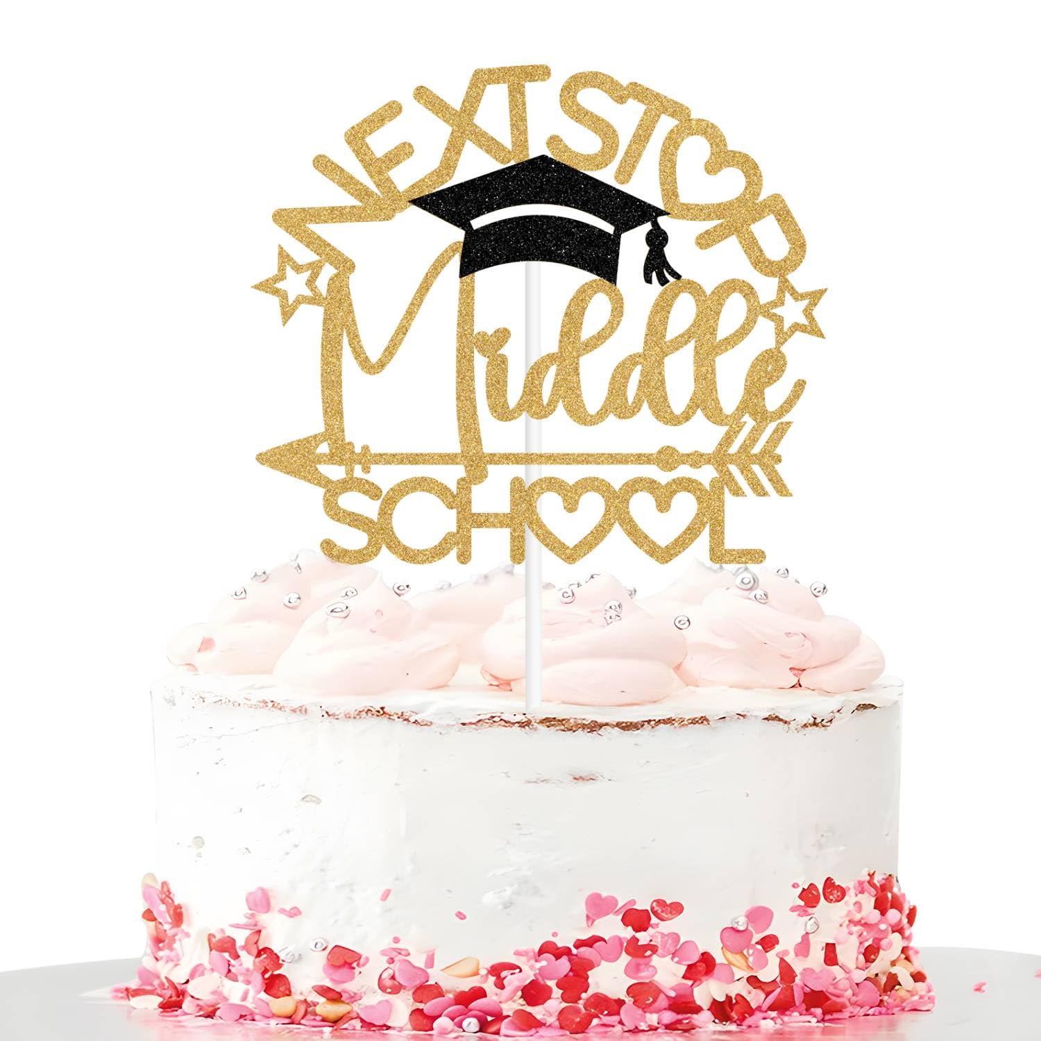 Photo 1 of Next Stop Middle School Cake Topper, Peace Out 5th Grade, 5th Grade Grad, Elementary School Graduation Party Decorations