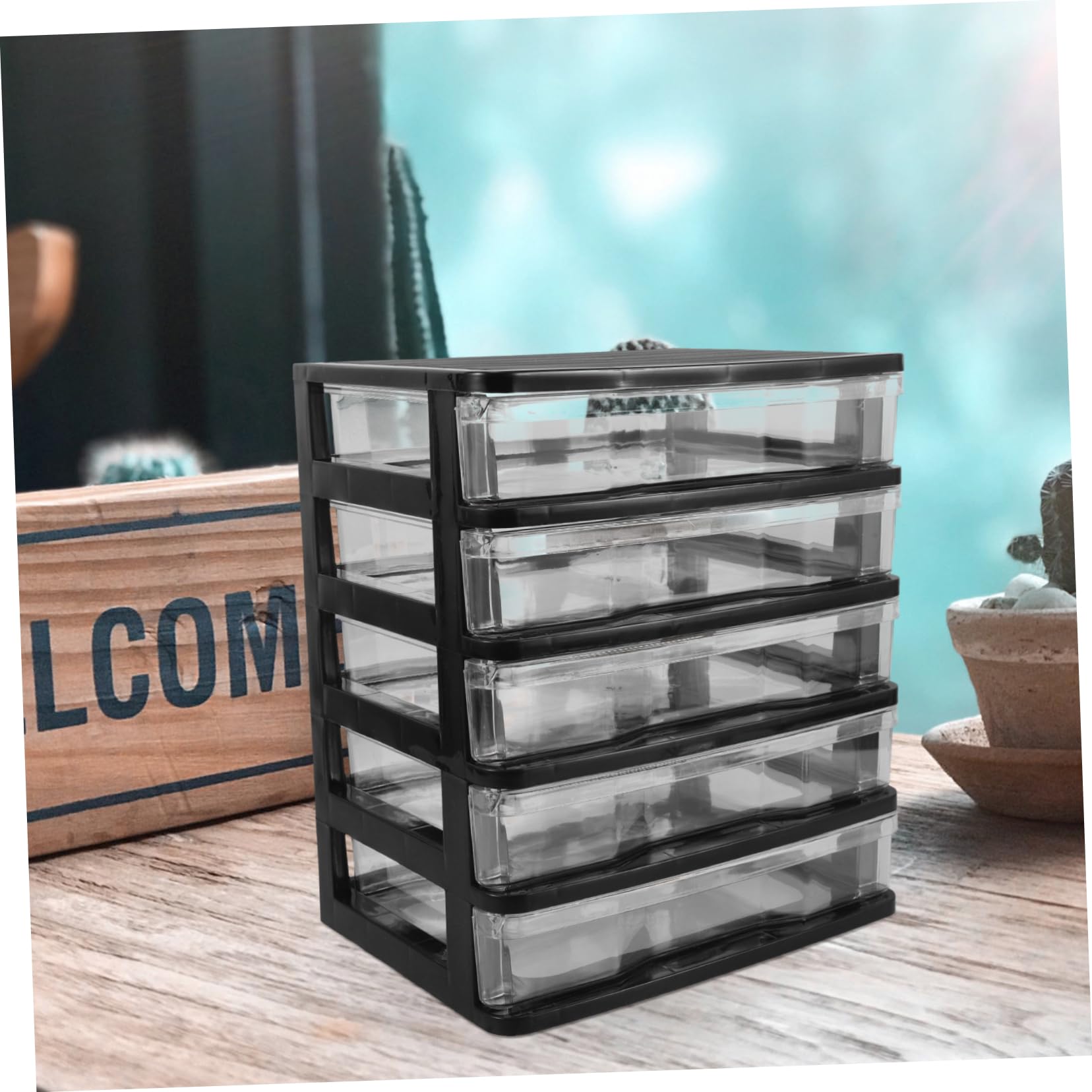 Operitacx Organizador de Escritorio Multicapa Cajones Transparentes Negro