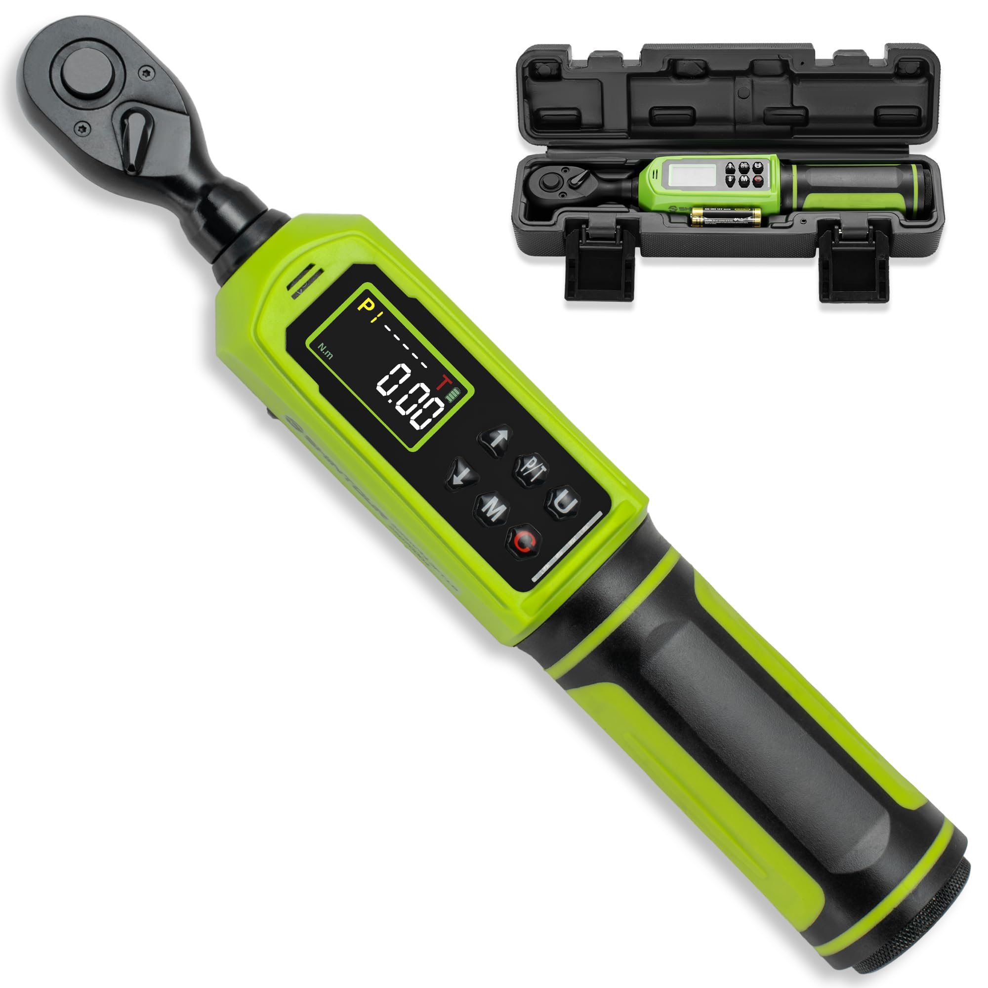 SHINTOUR Digital Torque Wrench,0.45-30 N.m/0.33-22.1 Ft.Lb,1/4" Drive Electronic Inch Pound Torque Wrench with Vibration Buzzer LED Indicator,5 Units ±2% Accuracy for Bike Motorcycle Car Auto Repair