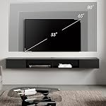 WAMPAT 70 inch Floating TV Shelf for Under TV, Floating TV Stand for 75 TVs, Wall Mount Media Console TV Stand with Storage for Living Room,Bedroom, Black