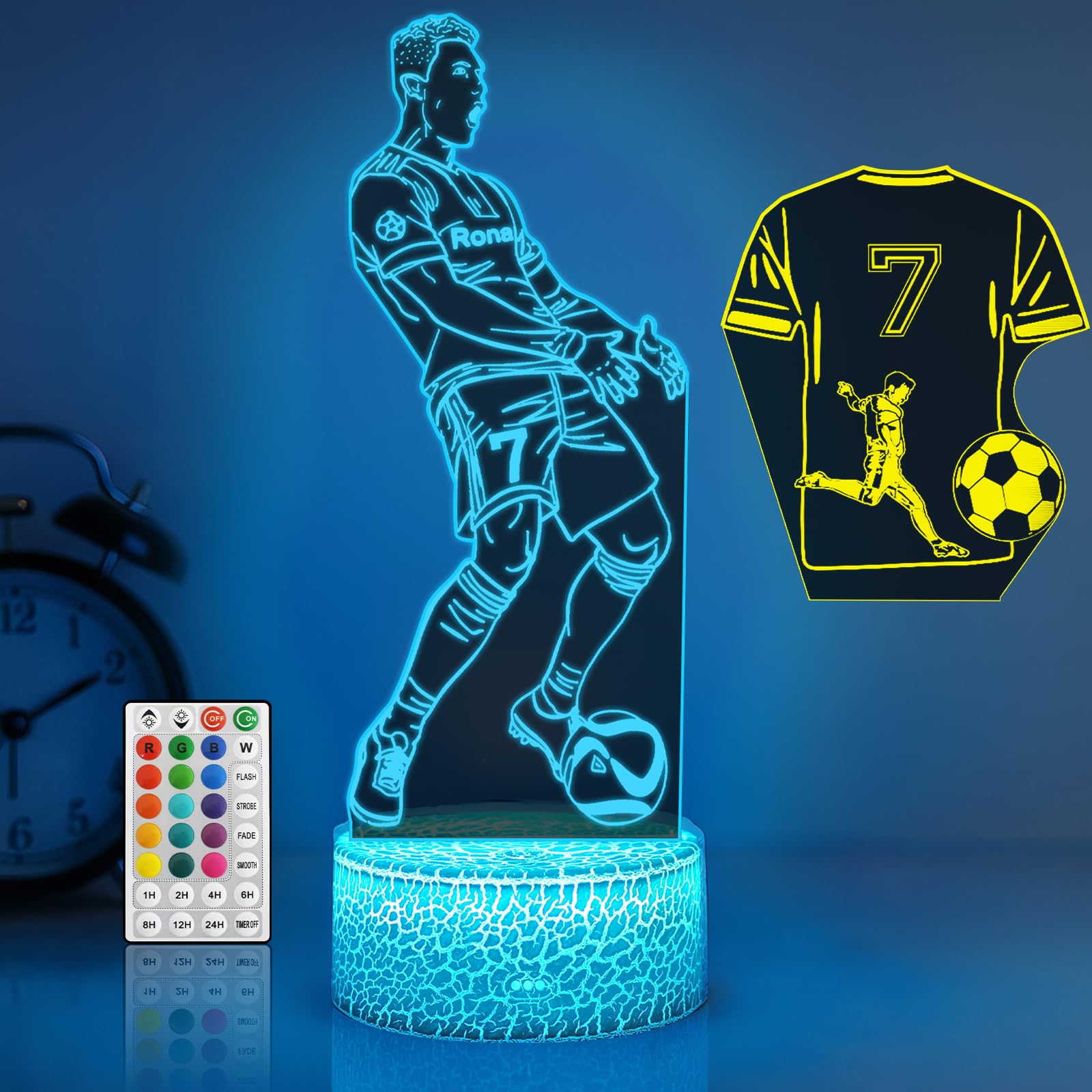 Ronaldo Night Light, 3D LED 16 Color Football Lamp
