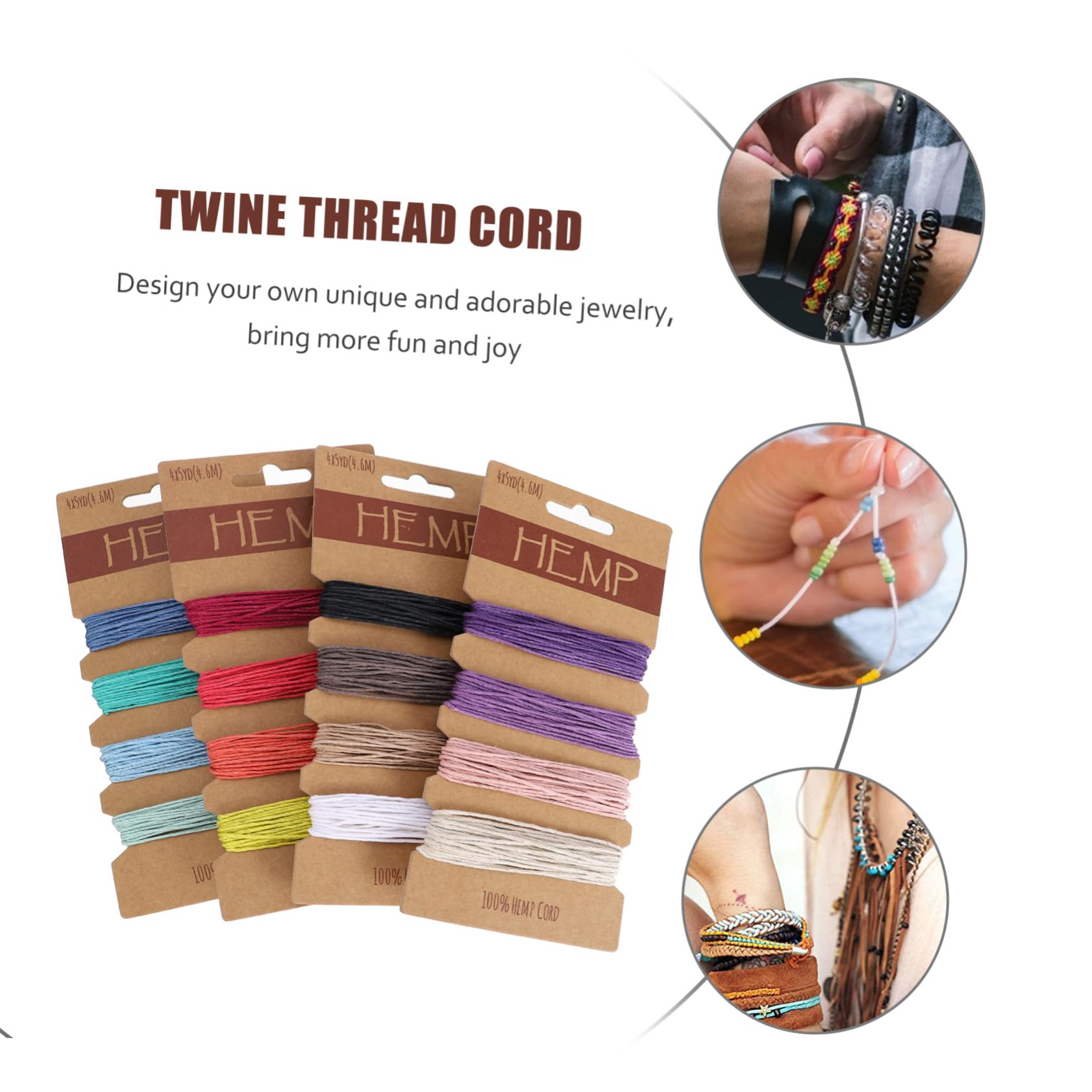 Abaodam 3piezas Cuerda De Yute De Para Manualidades Para Pulseras Llaveros y Decoración Resistente y