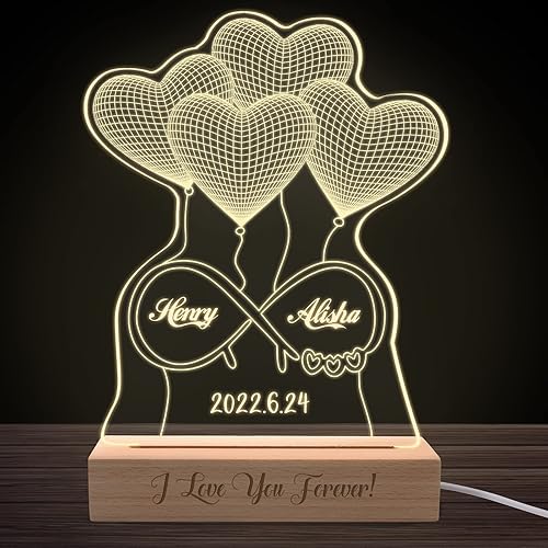 Miniatura 2 de Uoffice5 Lámpara de noche personalizada con base  Lámpara acrílica personalizada para regalo para su aniversario  Regalos del día de San Valentín