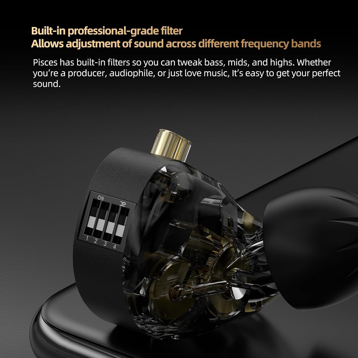 KZ Pisces USB C Headphones, Dual Dynamic Driver in-Ear Monitors with 4 Tuning Switches, Clarity in All Frequency Stereo Sound Comfortable Noise Isolating Earbuds Built-in DSP with EQ (Classic, DSP)