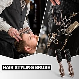 NICEMOVIC Barber Accessories: 10-Piece Mini Brush Set for Blade Trimmer Cleaning, Hair Styling, and Manicure (Brown)