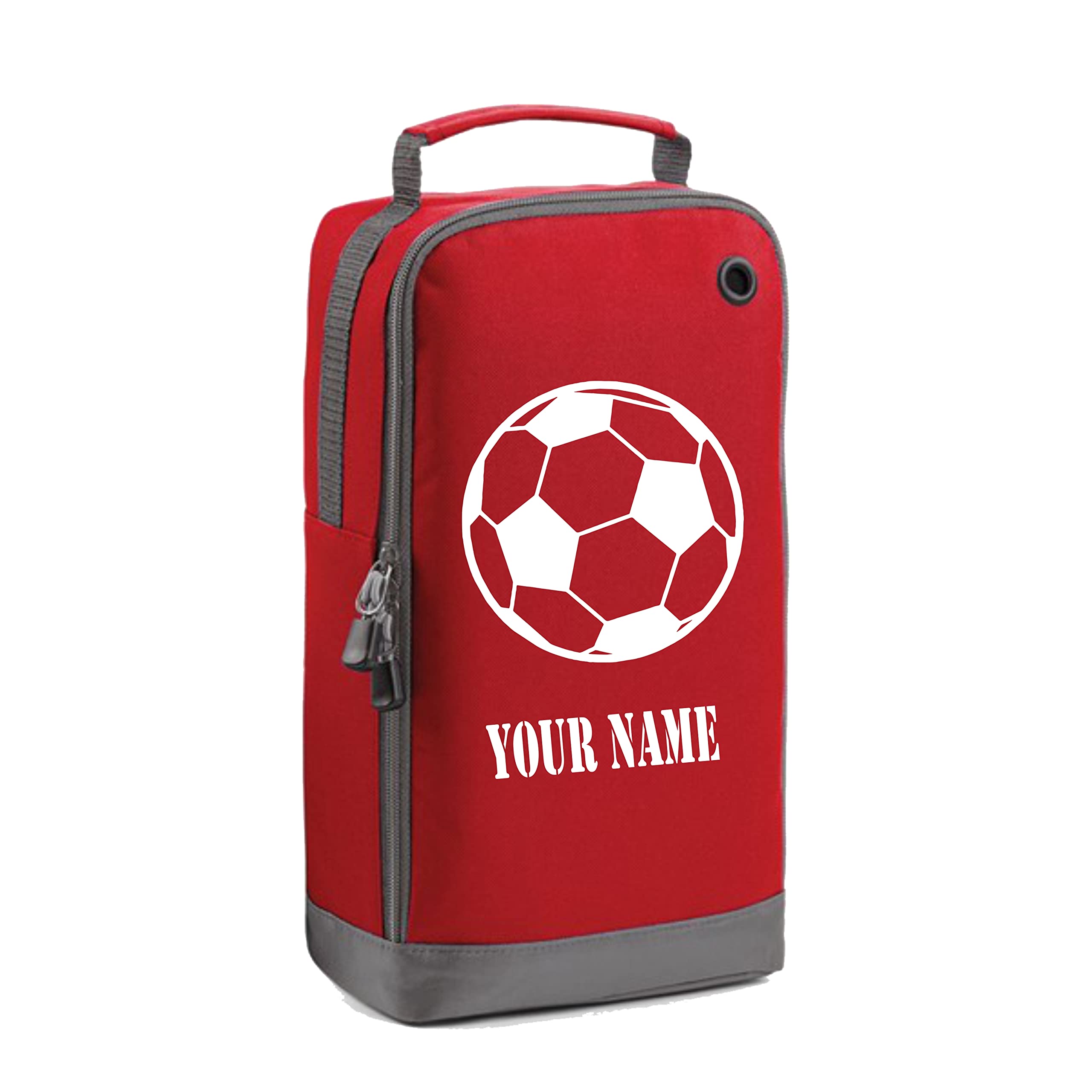 Personalised Custom Football Boot Bag Boys Girls Footy Any Name Kids Sports PE Kit (Classic Red)
