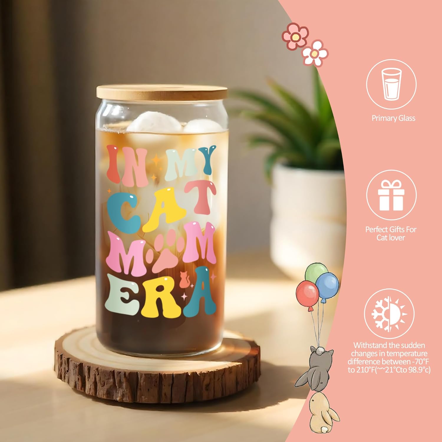 Cat Lover Gifts For Women, Cat Mom Gifts, Cat's Themed Box For Crazy Cats Lady, Mothers Day Gift For daughter, Christmas Birthday Gift For Cats Lovers Bestfriend Coworke Daughter with 16 oz Glass Cup - Image 2