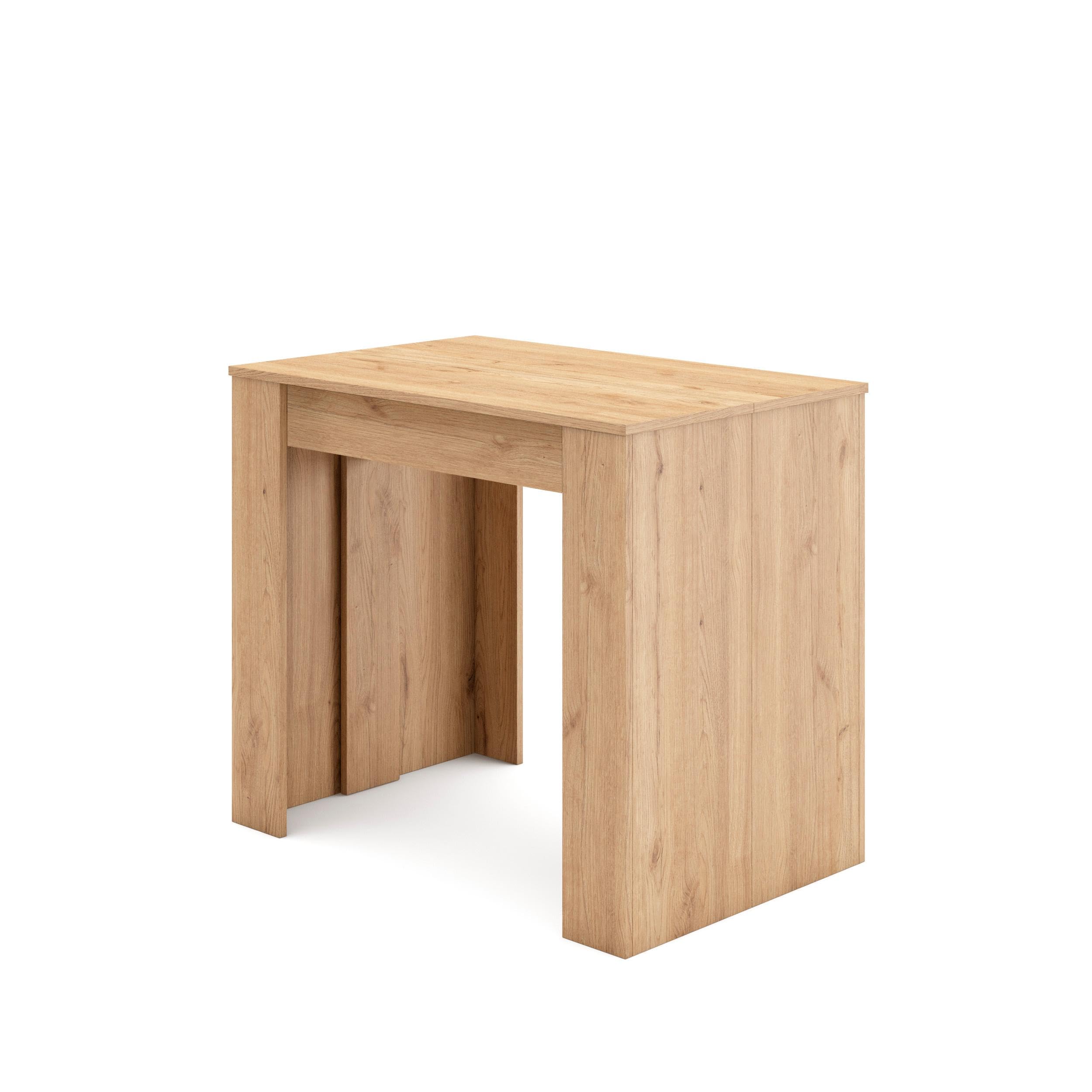 Skraut Home | Mesa Consola Extensible | Mesa Comedor Plegable | 220 | para 10 comensales | Comedor y Cocina | Estilo Moderno | Roble
