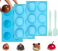 Vista 1 de Hot Chocolate Bomb Silicone Mold 2.5 Inch Sphere - Large Round Semi Sphere for Hot Cocoa Bombs, Ball and Half Dome (3Pcs Blue)