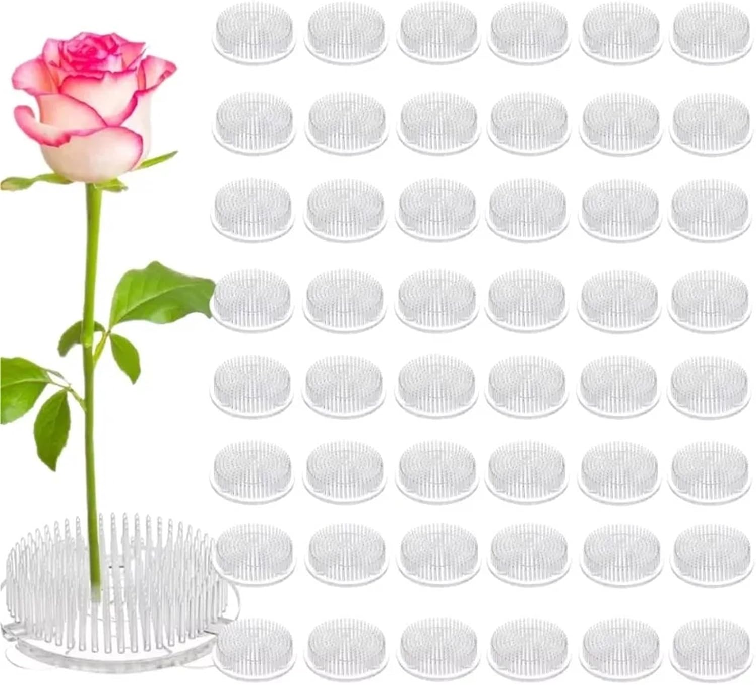Flower Frogs 12pcs Transparent Round Ikebana Stem Holder, Suction Cup Fixing Bracket for Vase Floral Arrangement