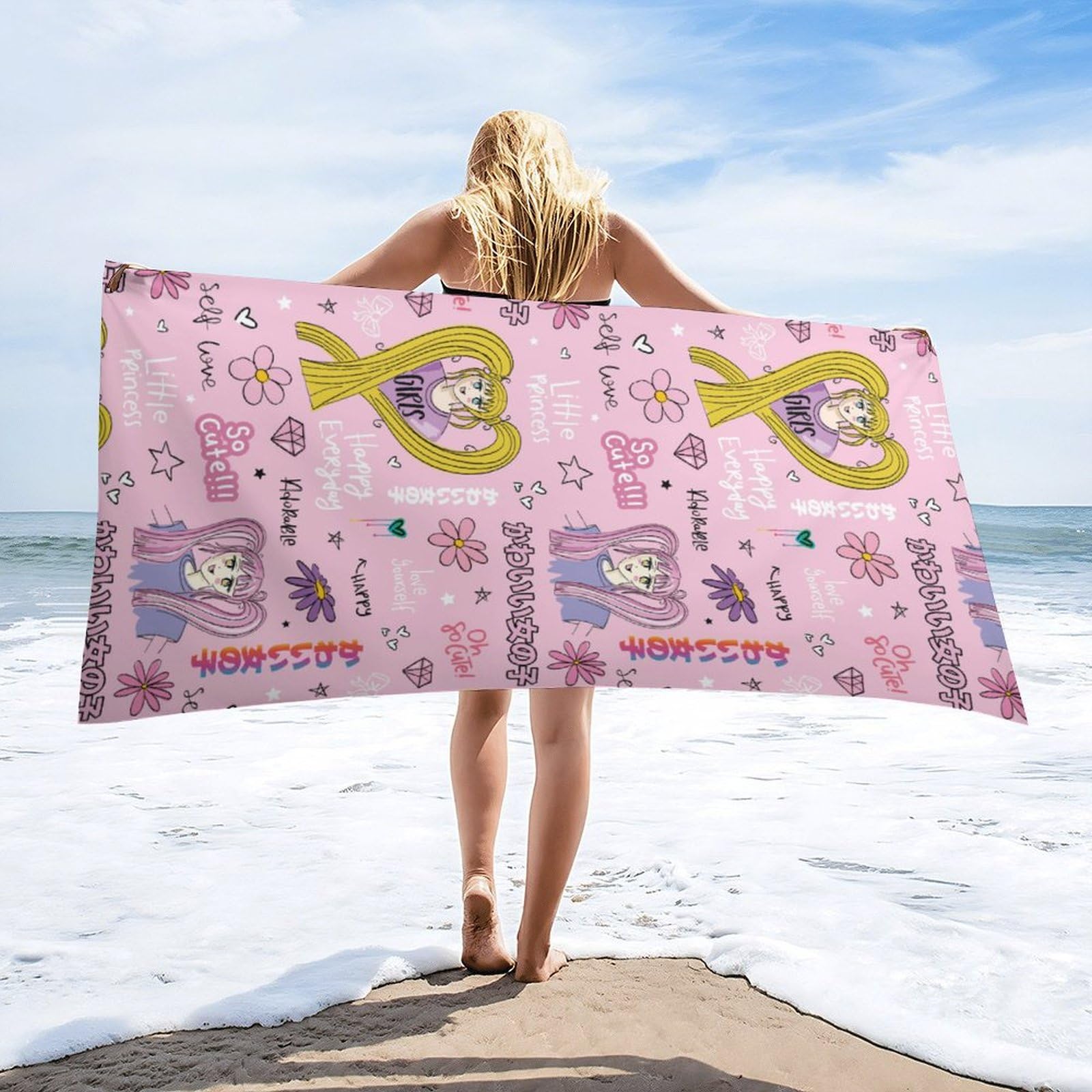 Amazon.com: Beach Towel, Cute Anime Manga Kawaii Printed