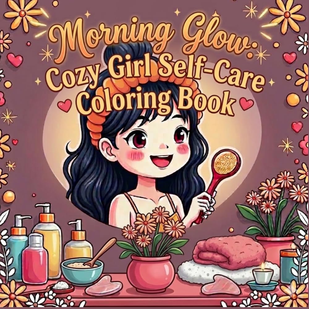 Morning Glow: Cozy Girl Self-Care Coloring Book: Bold & Easy Spa Routine Pages Featuring Soft Life Mirror Moments, Gua Sha Rituals, Plush Headbands & Relaxing Girl Therapy Vibes