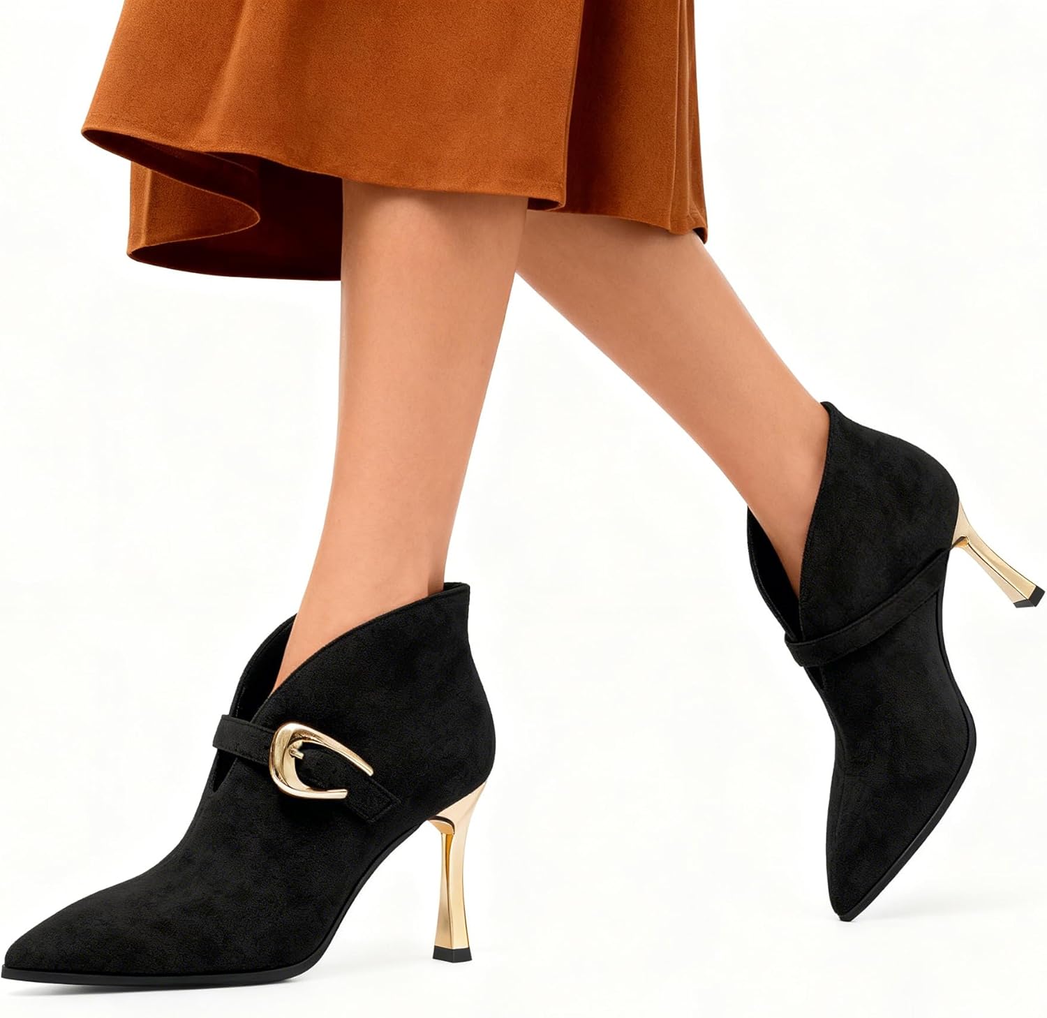 Ankle Boots for Women Stiletto Closed Pointed Kitten Heel Booties High Heel Fashion Ankle & Booties Slip on Winter Dress Evening Party Boots Shoes 3 Inch