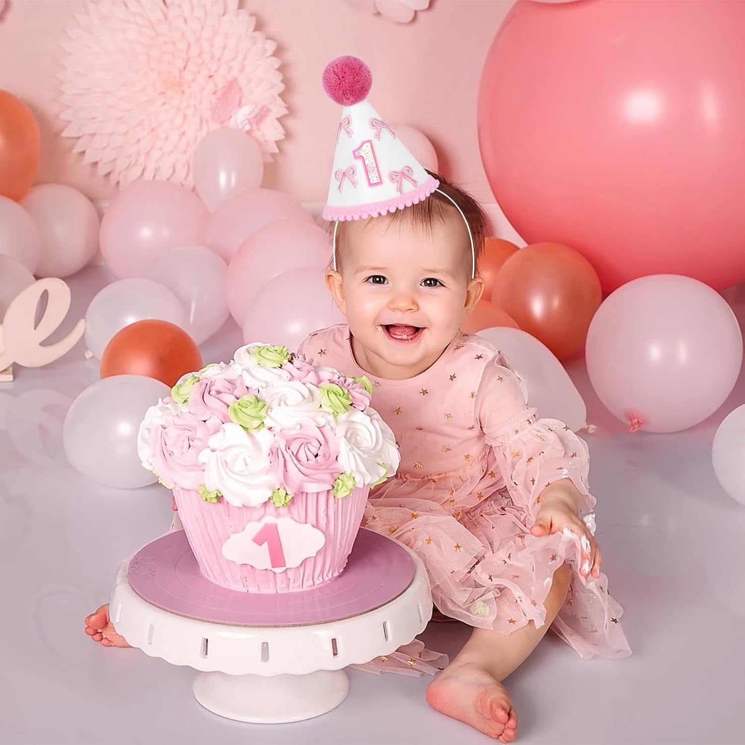 1st Birthday Hat for Girls Boys, Natural Boho First Birthday Crown, Adorable Birthdays Party Decorations