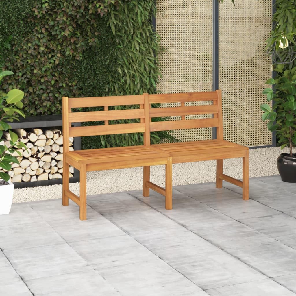 Ławka ogrodowa z litego drewna tekowego 150 cm, odporna na warunki atmosferyczne szafka zewnętrzna z centralną nogą dla stabilności, szlifowane wykończenie, elegancki design