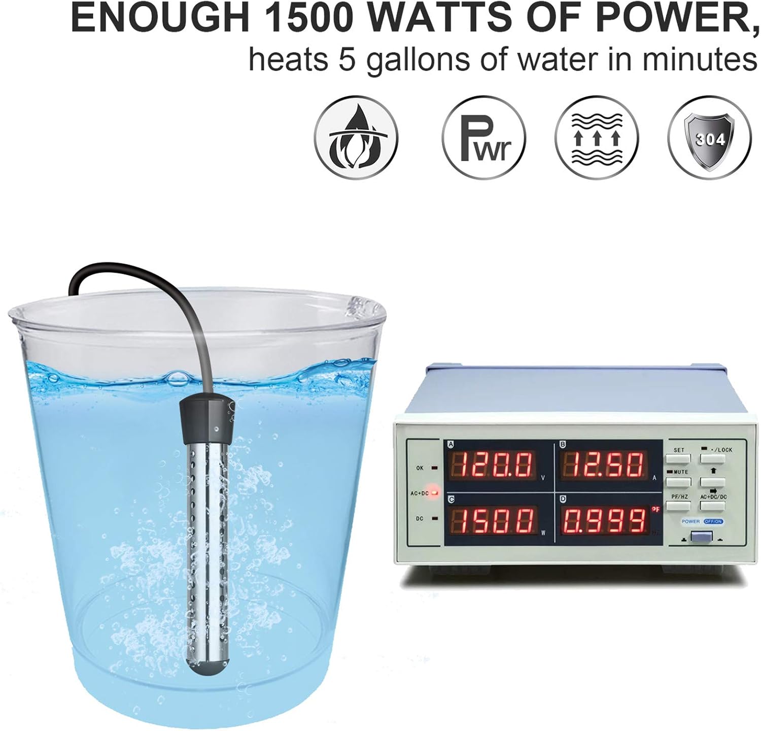 Buy Immersion Water Heater, GESAIL 1500W Submersible Immersion Water