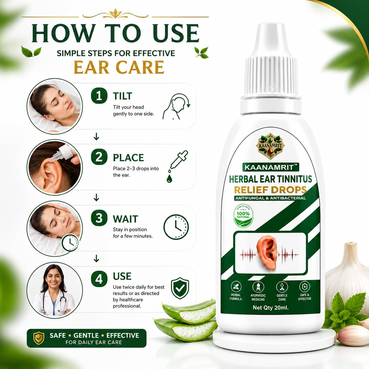 Herbal Ayurvedic Ear Tinnitus Care Drops | Neem & Tulsi | 20 ml | Made in India — Amazon image 4