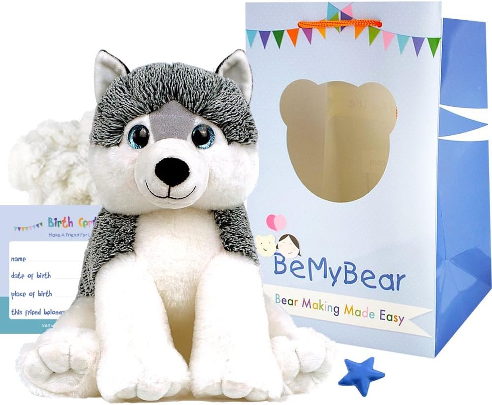 Be My Bear, 16inch Husky Dog Stuffed Animal Making Kit Make, Stuff
