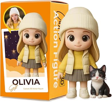 VEELU Custom Action Figure Personalized 3D Mini Figurine Design Your Own Ultra HD Resin Collectible Statue for Dad Mom Couple Gift on Fathers Day Mothers Day Birthday Anniversary Christmas Weddings