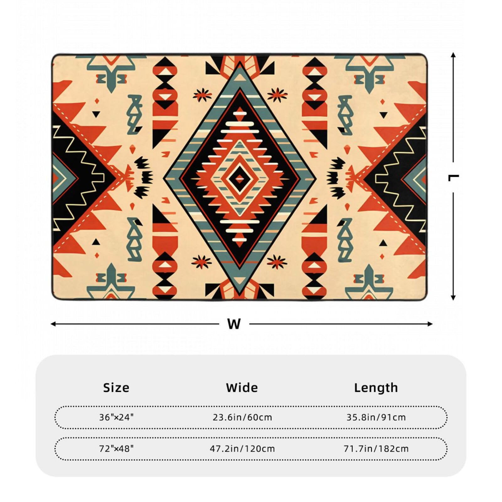 Tappeto vintage azteco per soggiorno camera da letto tappeto etnico con retro antiscivolo lavabile flanella tappeto per casa ufficio arredamento 120 x 180 cm