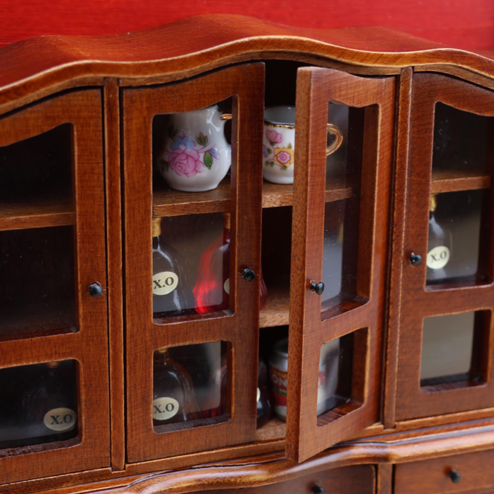 Generisch Armadio in miniatura per casa delle bambole in legno con ante