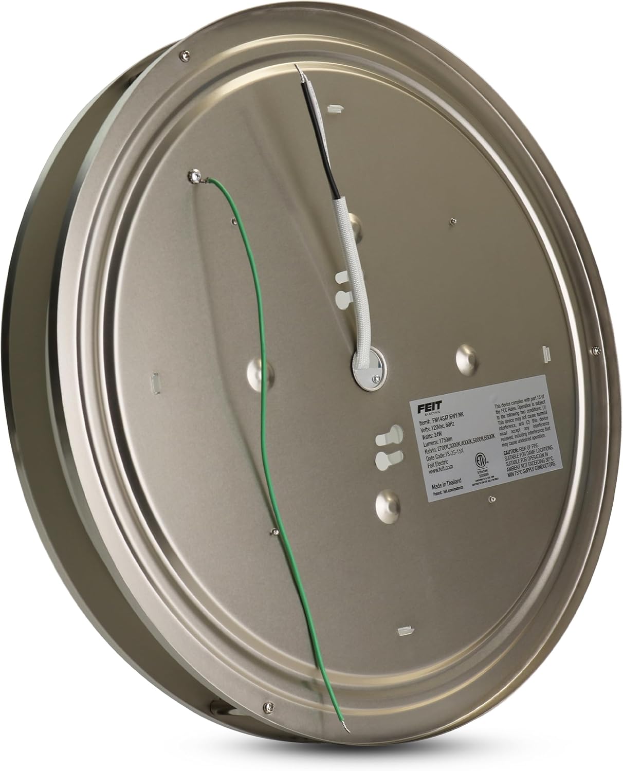 Bottom view of Feit Electric LED Ceiling Light showing wiring