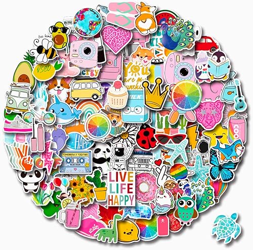 Calcomanías para botellas de agua, paquete de 110 unidades, lindas calcomanías de vinilo Vsco estéticas impermeables para laptop, hidrofrasco,