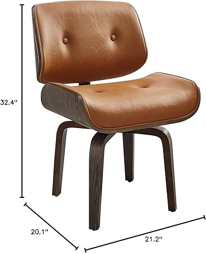 Miniatura 48 de Zouron Sillas de comedor giratorias, silla de escritorio moderna de mediados de siglo sin ruedas, silla de sala de estar de piel sintética con patas