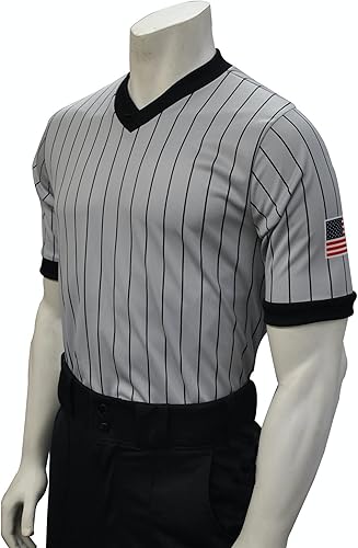 Smitty - Camiseta gris de árbitro de lucha libre de baloncesto con bandera sublimada, fabricada en Estados Unidos, elección oficial