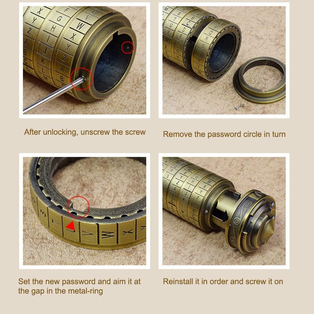 The Mini Da Vinci Code Cryptex Lock,Revomaze,Toy Interesting Gifts for Her or Him to All Festivals Occasions Such as Birthday or The Other Annversary.(Bronze)