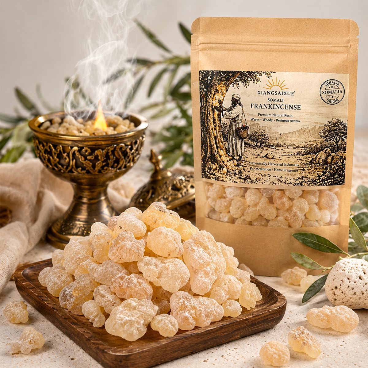 Somali Frankincense Resin Tears, Premium Natural Resin Incense for Meditation, Aromatherapy, Spiritual Rituals & Home Fragrance, Pure Frankincense Resin (30g / 130g Options (30)