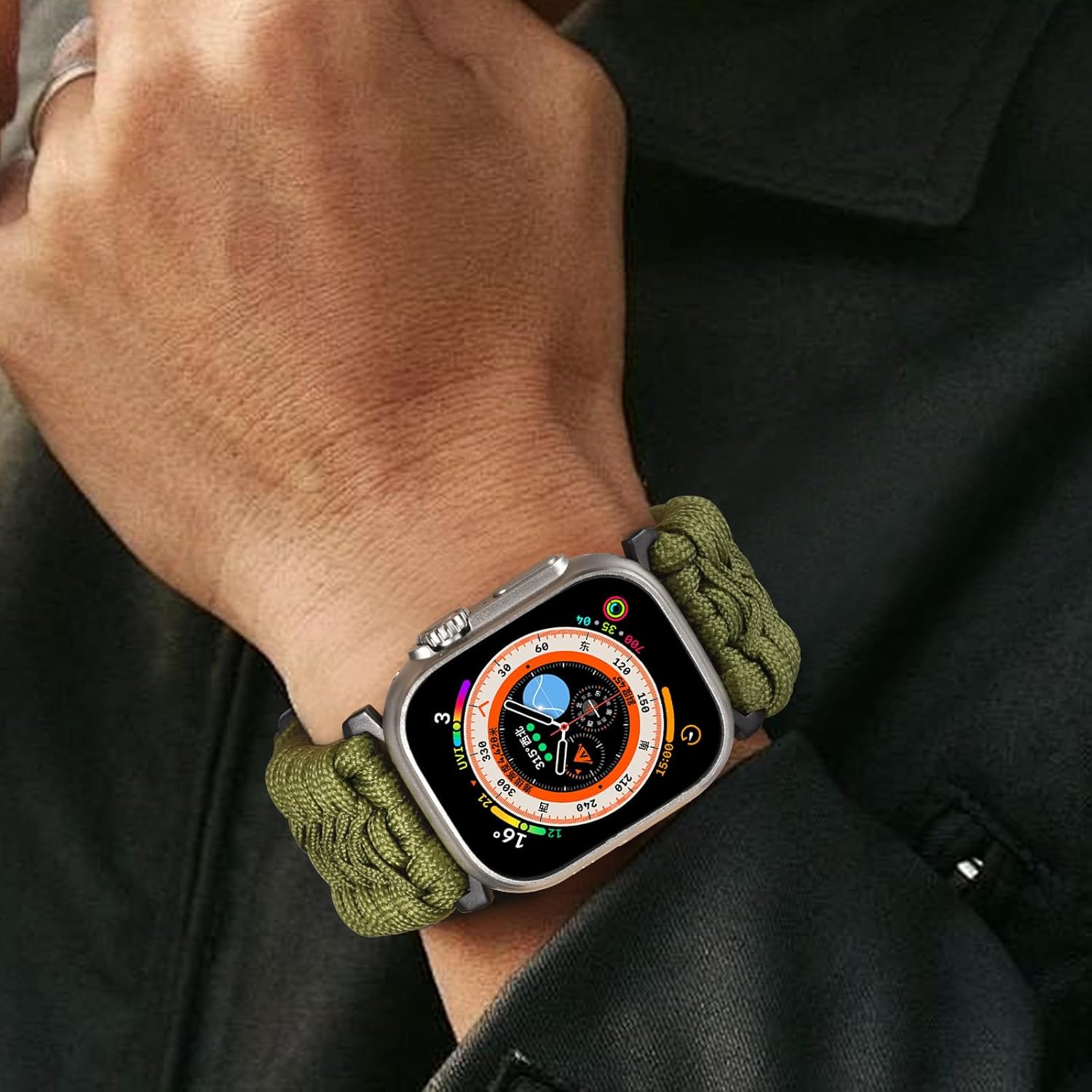 CAGOS Rugged Nylon Apple Watch Ultra 3/Ultra 2 Band for Men 49mm 46mm 45mm 44mm 42mm, Breathable Braided Nylon Strap Sport Loop Adjustable Wristbands for iWatch Bands Series 11 10 9 8 7 6 5 4 3 2 1 SE Ultra - Image 6