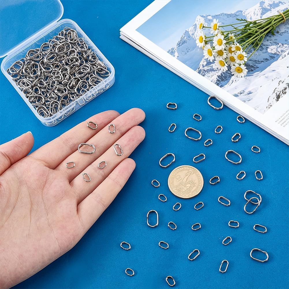 PH PandaHall 280pcs Double Jump Rings, 7 Sizes Oval Fishing Split Ring 304 Stainless Steel Double Loop Ring Small Connector Ring for DIY Crafts Key Chain Pendant Jewelry Making Fishing