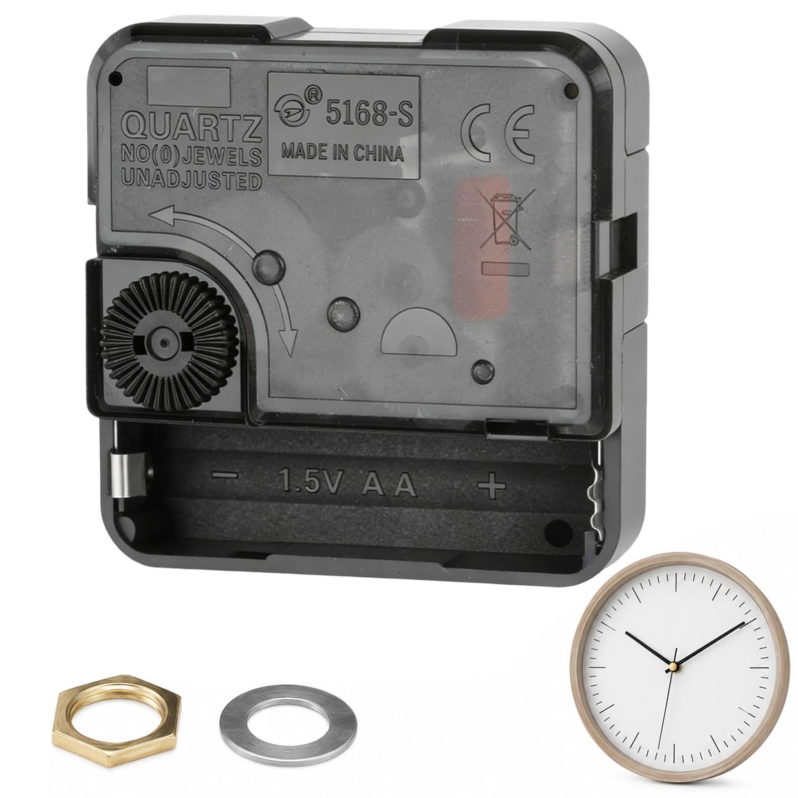 Quartz Clock Movement Replacement Kit, Battery Powered Silent Sweep Clock Mechanism for Wall Clocks DIY Repair, Motor Replacement Part for Home Office Craft Clocks, Black 5.6cm x 5.6cm x 1.6cm